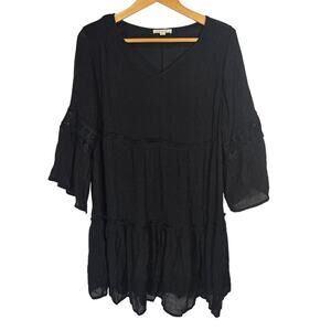 Indigo Rose Crochet‎ Tunic Dress Boho Cottage Beachy Coverup Plus 2X Peasant